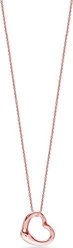 Eternal Romance – 925 Sterling Silver Rose-Gold Plated Open Heart Love Pendant Necklace for Women | Rakva