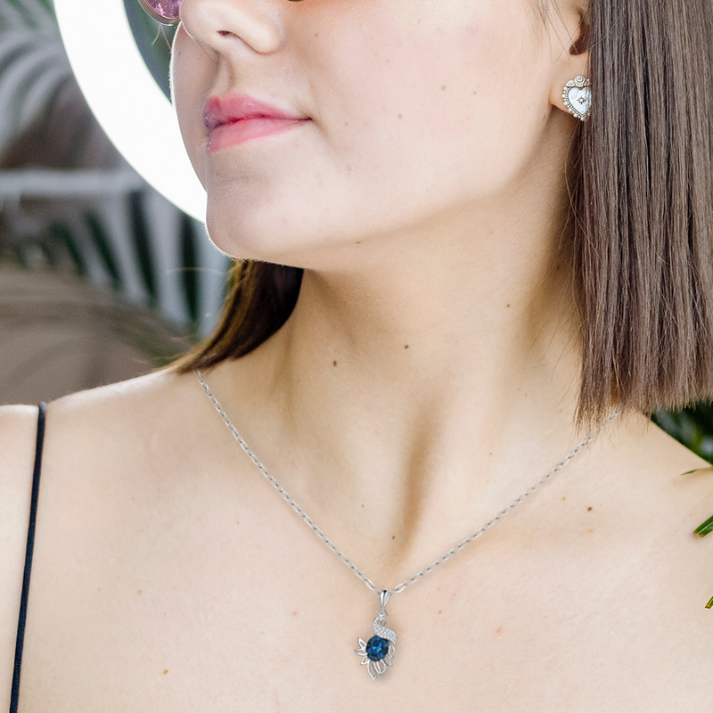 Sophisticated Splendor – Swarovski Crystal Peacock Necklace | 925 Silver Pendant Set by Rakva