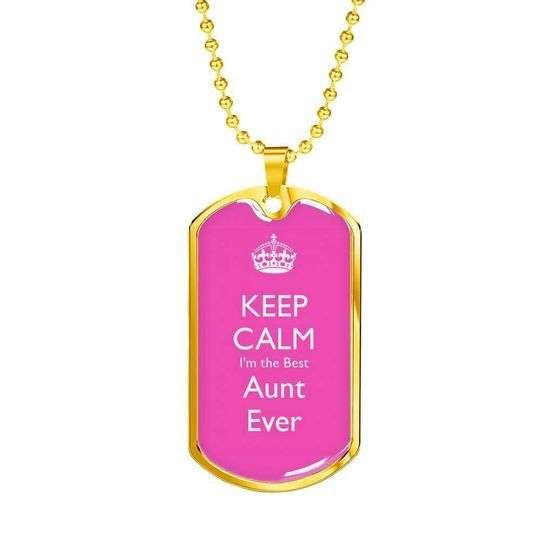 Aunt Dog Tag Custom Picture, Keep Calm Dog Tag Necklace Gift For Aunt, Auntie Rakva