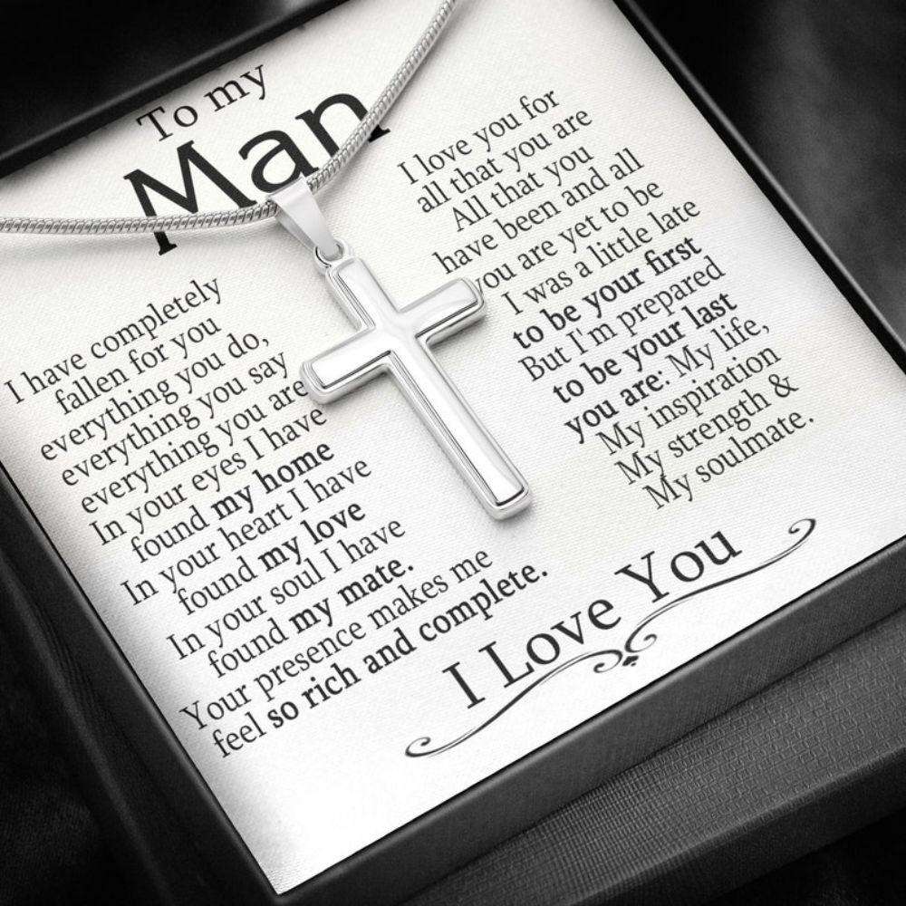 Boyfriend Necklace, Boyfriend Gift, Cross Necklace Gifts For Boyfriend, Boyfriend Anniversary Gift, Christian Cross Necklace