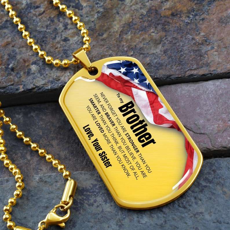 Brother Dog Tag, To My Brother Dog Tag Necklace, Gift For Brother, Brother Gift From Sister, Gift For Brother V2 Father's Day Rakva