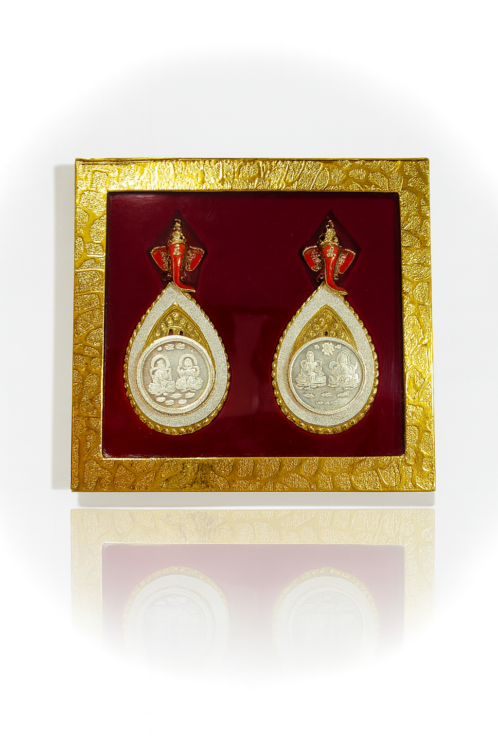 999.9 Purity Ganesh Lakshmi ji Silver Coins With Golden Diwali Gift Wrap For Birthday and Marriage Anniversary (Pack Of 2)