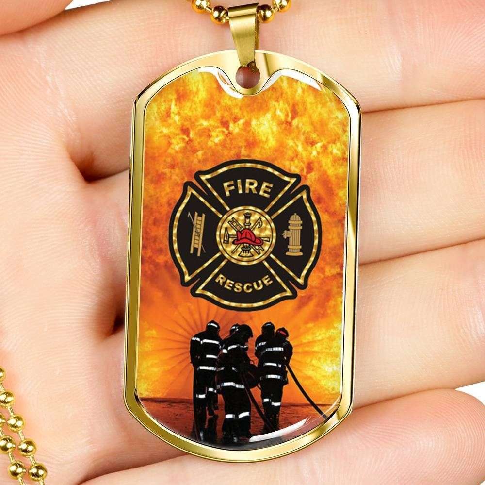 Custom Fire Rescue Burning Dog Tag Military Chain Necklace For Firefighter Dog Tag Military Rakva