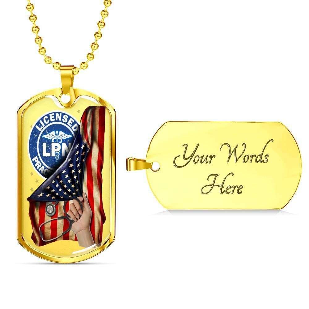Custom Lpn Us Flag Dog Tag Military Chain Necklace Necklace Dog Tag Rakva