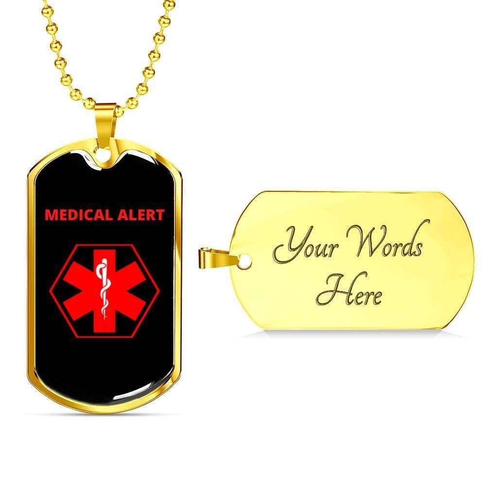 Custom Medical Alert Emergency Dog Tag Military Chain Necklace Dog Tag Rakva