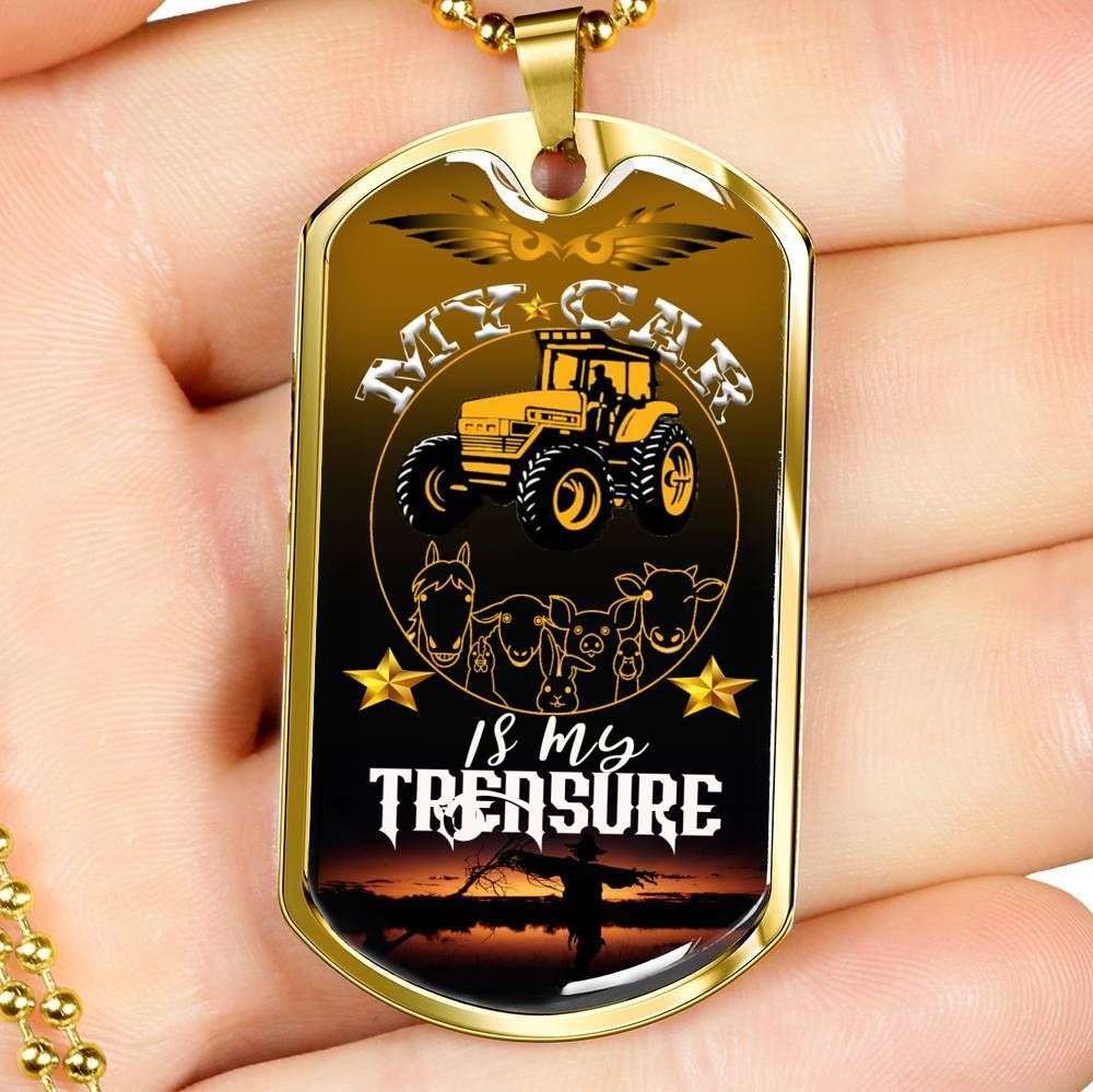 Custom My Car Is My Treasure Dog Tag Military Chain Necklace For Men Dog Tag Rakva