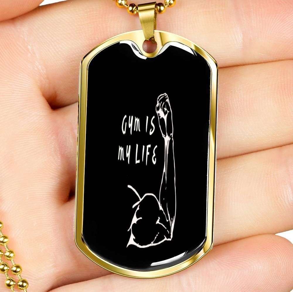 Custom Picture Gym Is My Life Dog Tag Military Chain Necklace For Gym Lovers Dog Tag Rakva