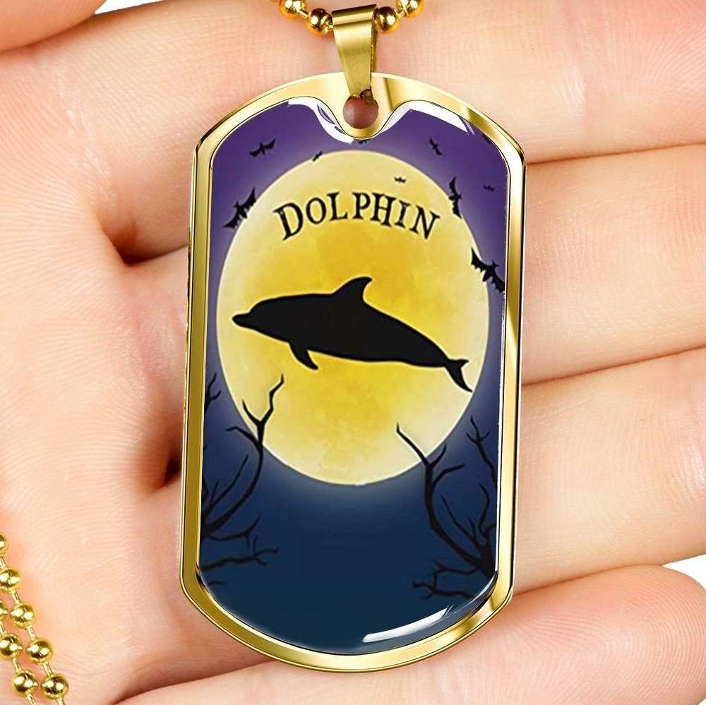 Custom Picture Halloween Dolphins Dog Tag Military Chain Necklace For Men Dog Tag Rakva