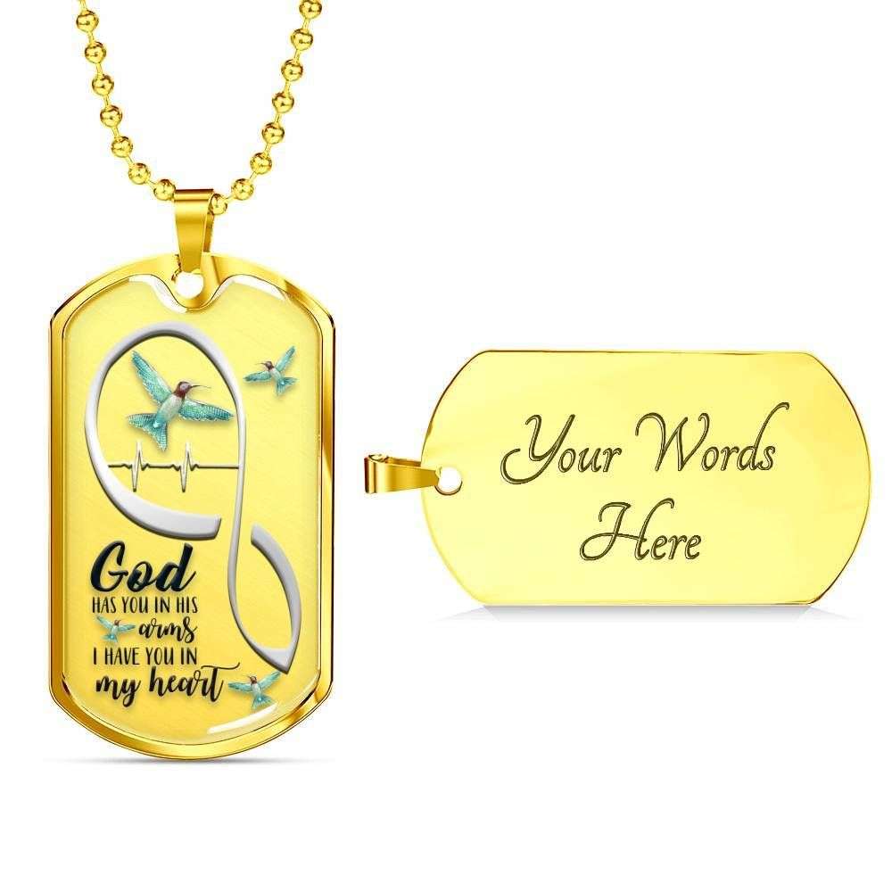 Custom Picture Hummingbird God Has You Dog Tag Military Chain Necklace Gift Dog Tag Rakva