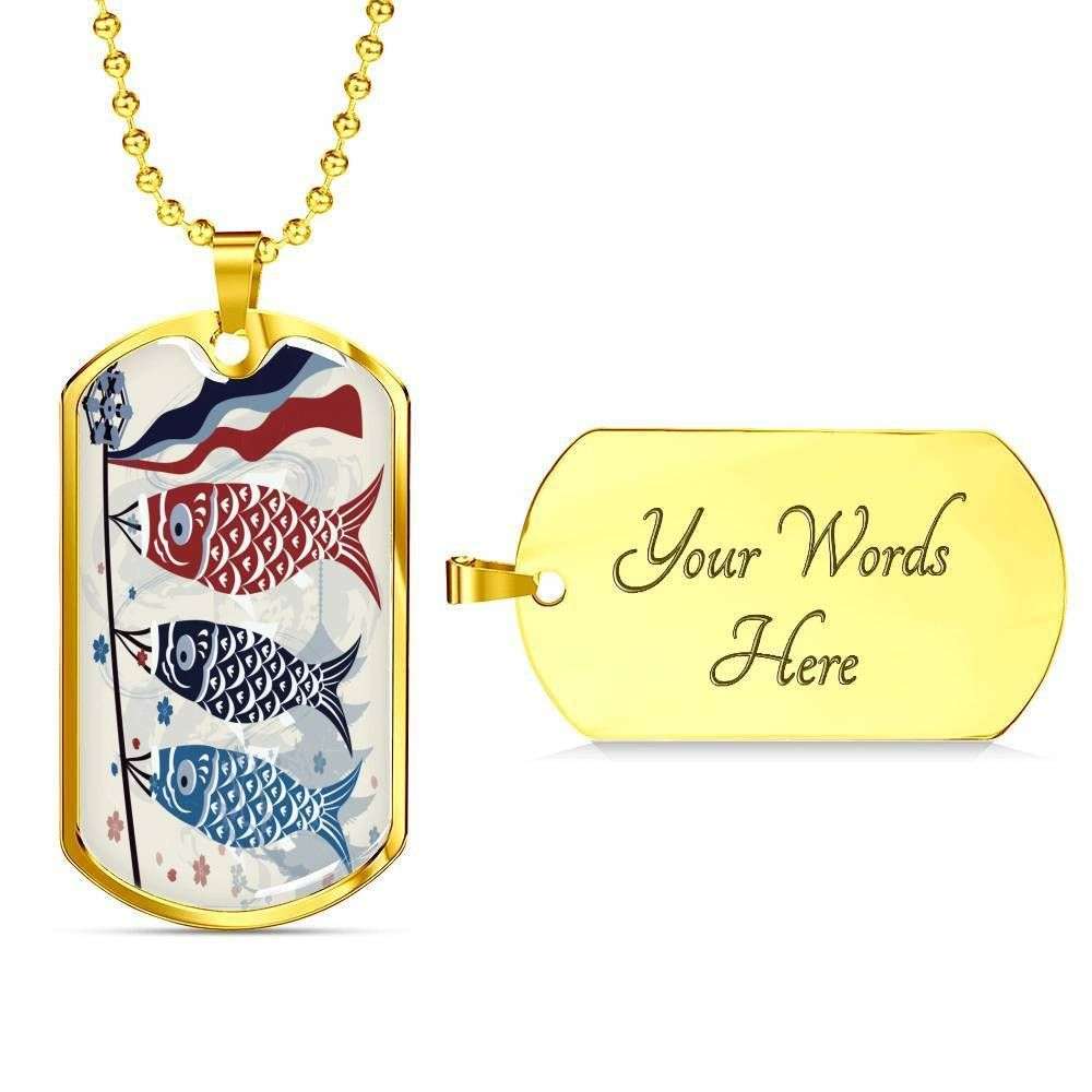 Custom Picture Japa Fish Dog Tag Military Chain Necklace For Boys Dog Tag Rakva