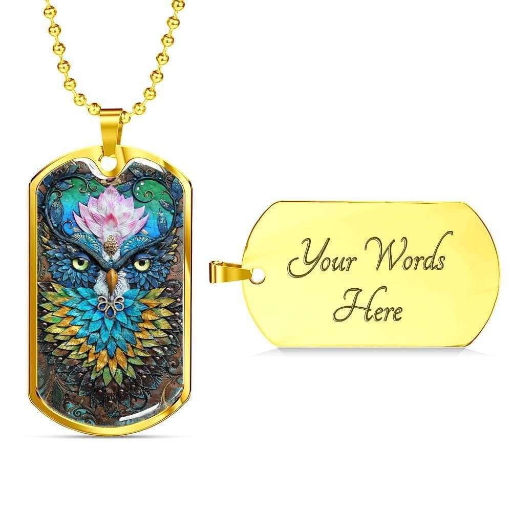 Custom Picture Mysterious Owl Dog Tag Military Chain Necklace For Men Dog Tag Rakva