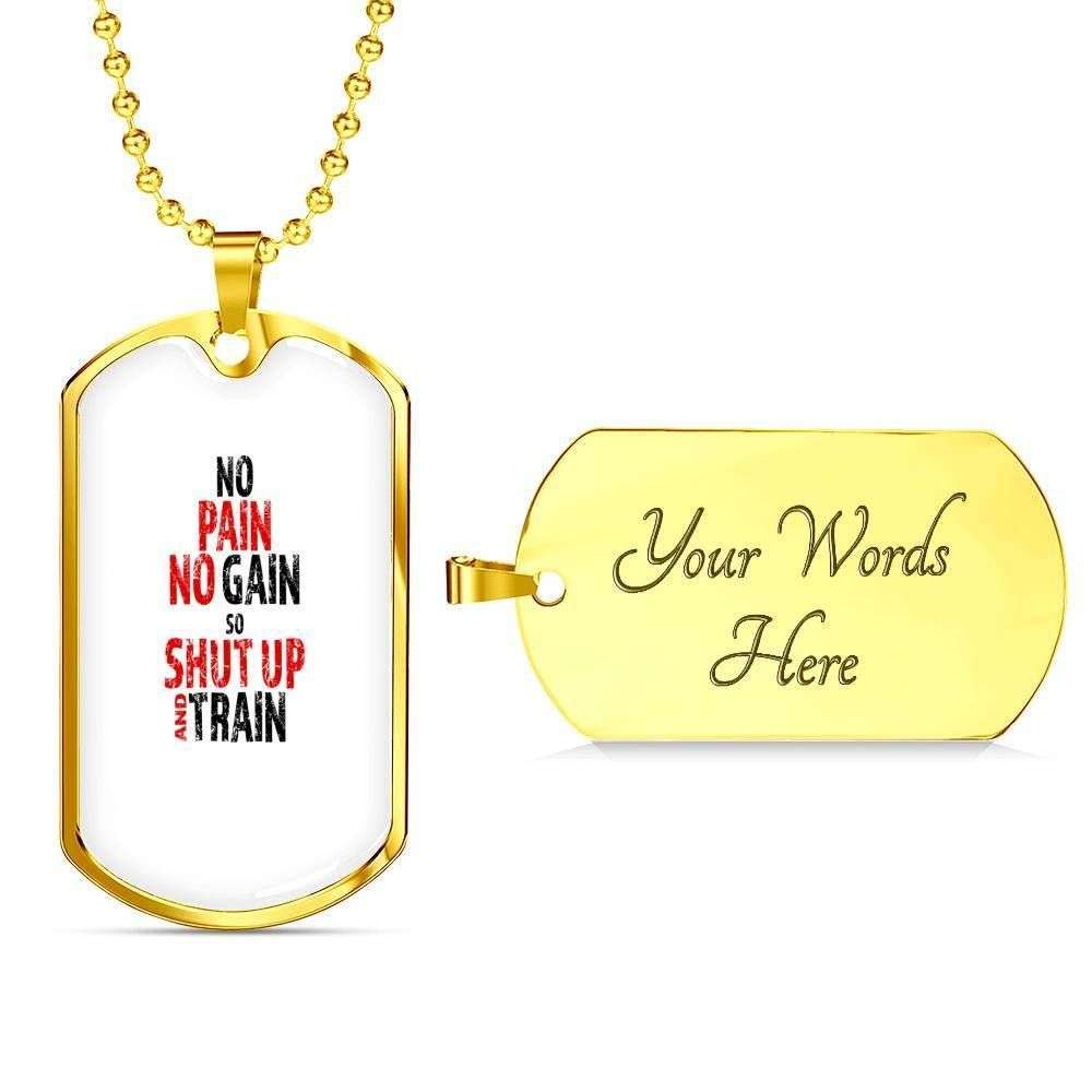 Custom Picture No Pain No Gain Dog Tag Military Chain Necklace Dog Tag Rakva