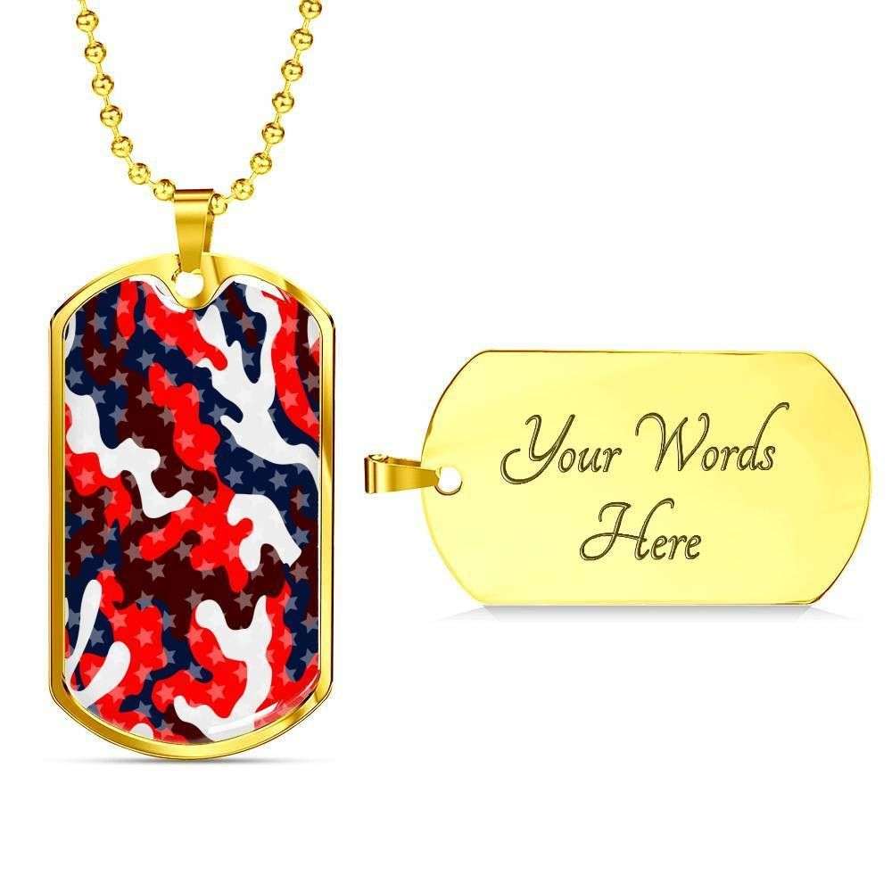 Custom Picture Patriotic Usa Flag Camouflage Dog Tag Military Chain Necklace Dog Tag Rakva