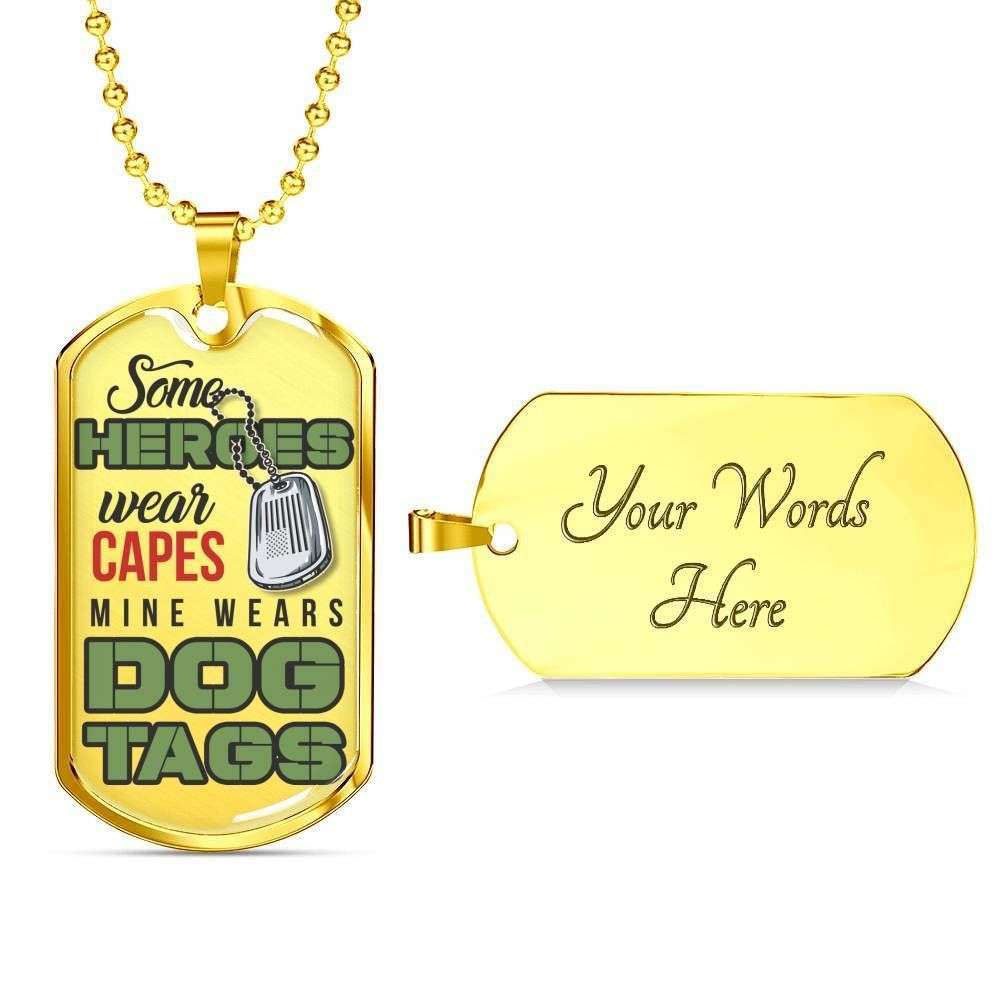 Custom Picture Some Heroes Wear Capes Dog Tag Military Chain Necklace Gift For Men Dog Tag Rakva