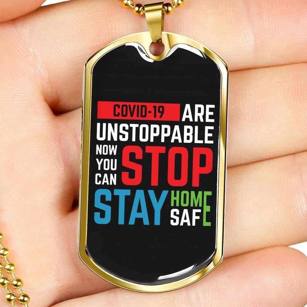 Custom Stay Home Stay Safe Dog Tag Military Chain Necklace For Everyone Dog Tag Rakva
