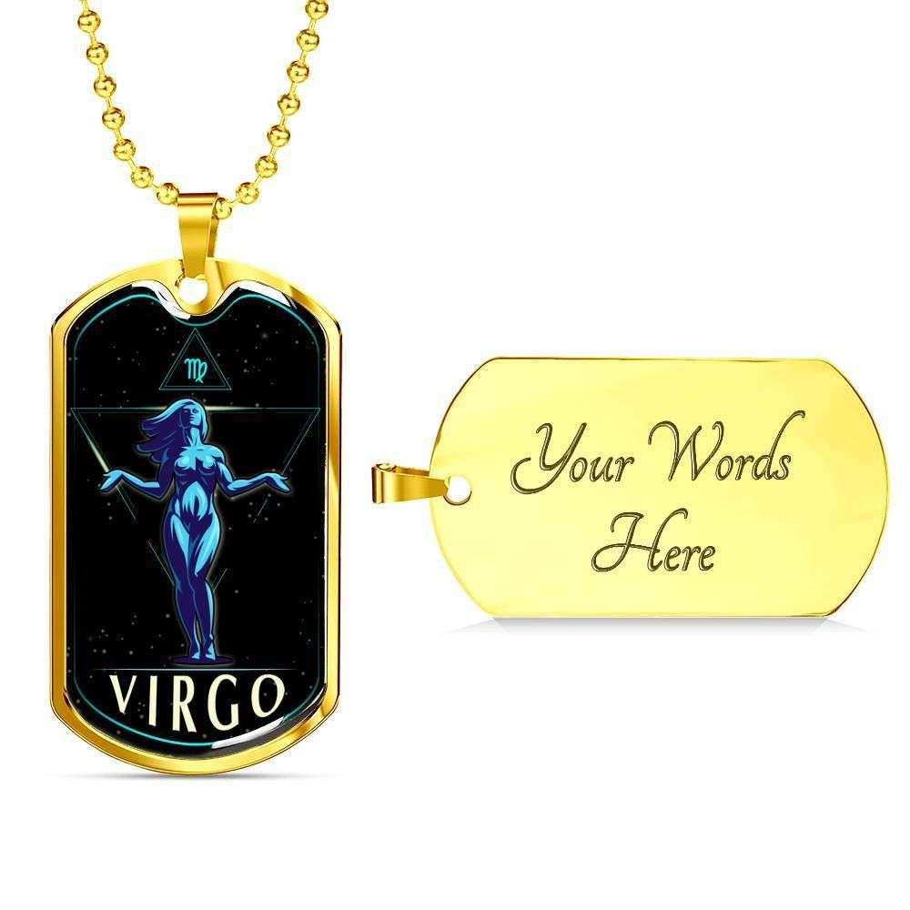 Custom Virgo Horoscope Dog Tag Military Chain Necklace Gift For Men Dog Tag Rakva
