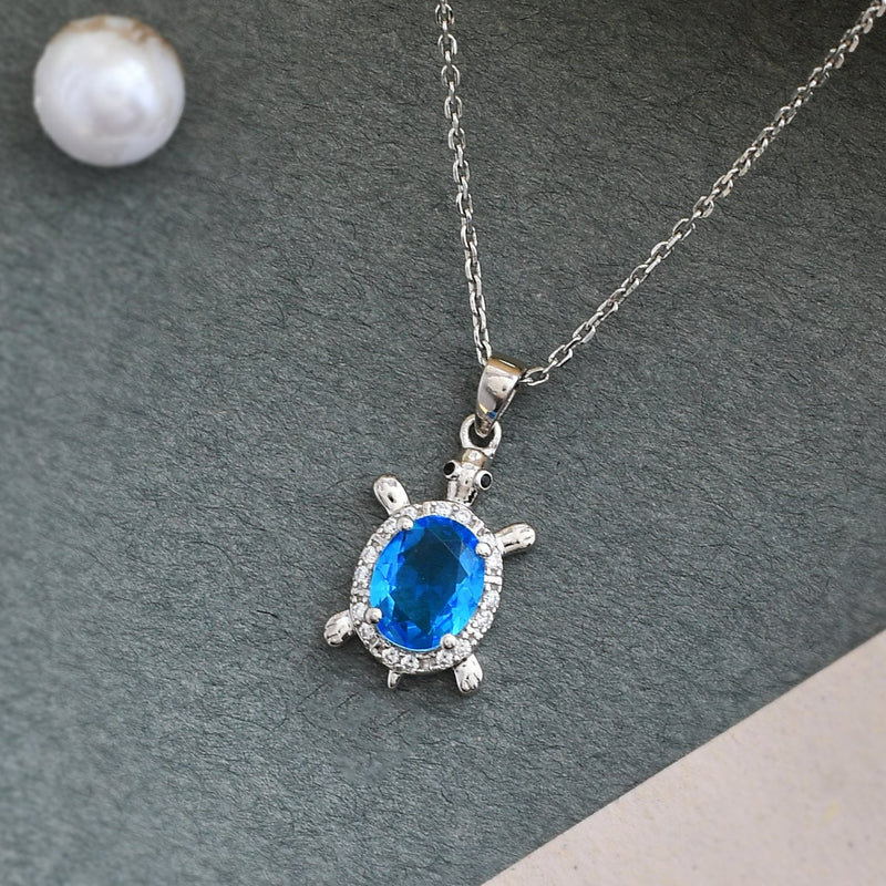 Sea Treasures – Swarovski Crystal Turtle Necklace | 925 Silver Pendant Set by Rakva