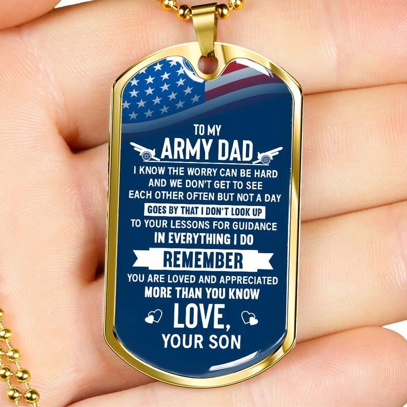 Dad Dog Tag, Army Dad Fathers Day Dog Tag, Fathers Day Necklace,Army Father Dogtag, A Child-Daughter Or Son’S Gift To Father Daddy Christmas Day Rakva