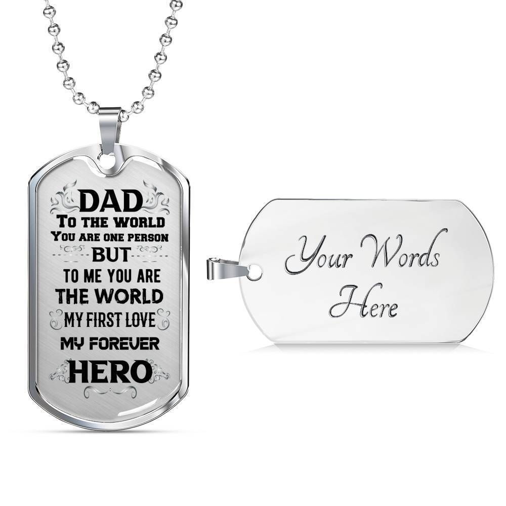 Dad Dog Tag Custom Picture, Father’S Day And Happy Dad’S Day To The World Dog Tag Necklace For Dad Father's Day Rakva