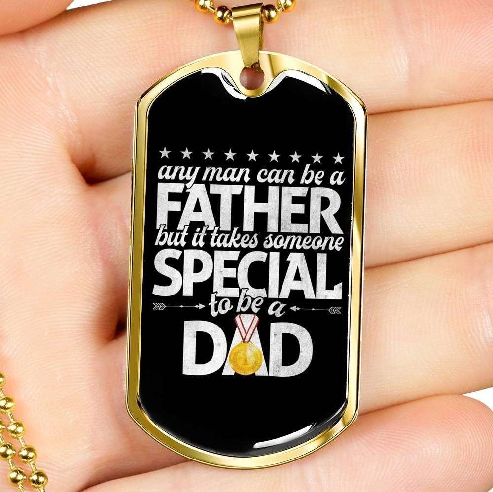 Dad Dog Tag Custom Picture Father’S Day, Any Man Can Be A Father Special Gift For Dad Necklace Father's Day Rakva
