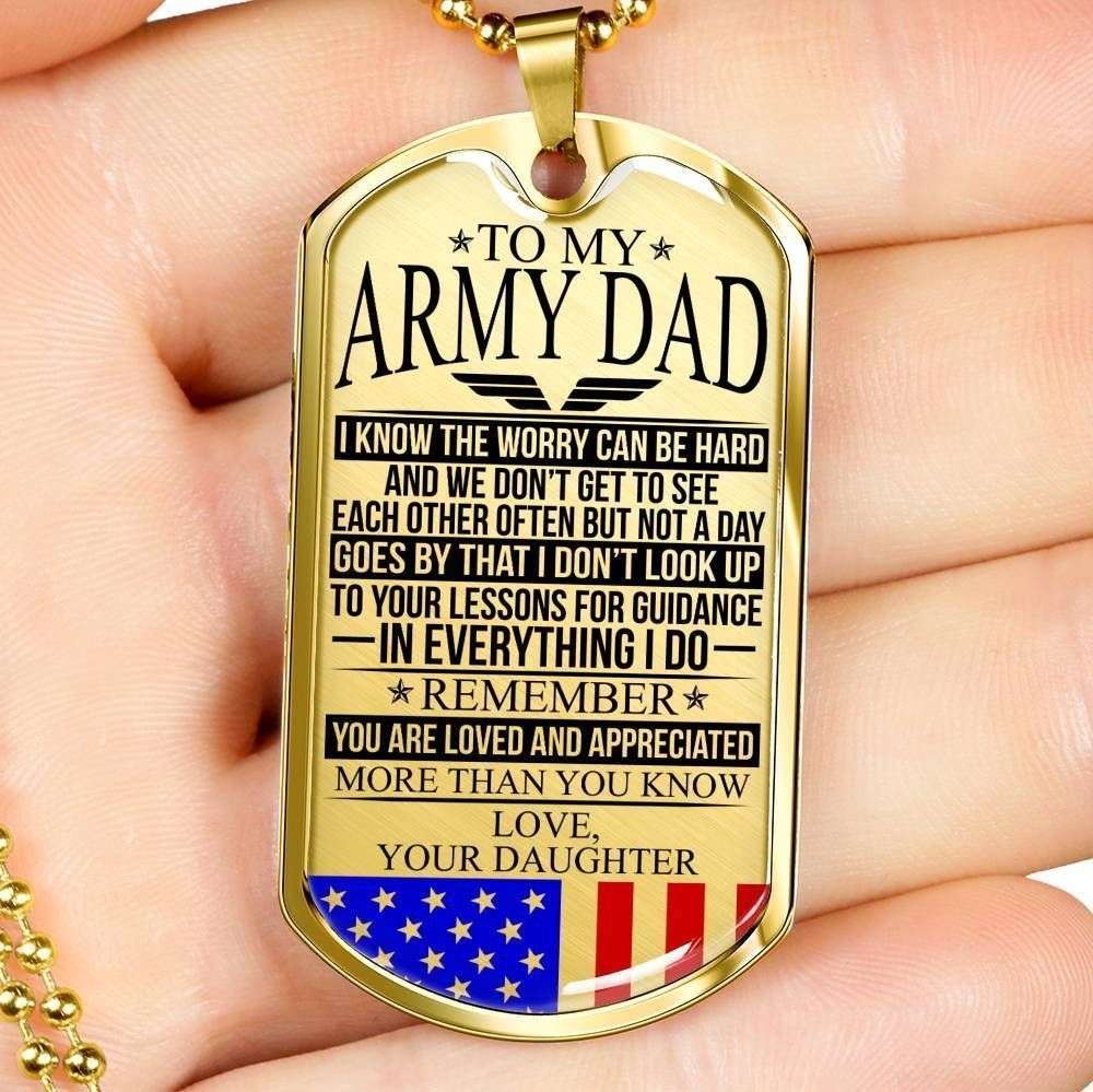 Dad Dog Tag Custom Picture Father’S Day, Army Dad ˜ The Worry ˜ Love, Your Daughter ˜ Necklace Custom Engraved Father's Day Rakva