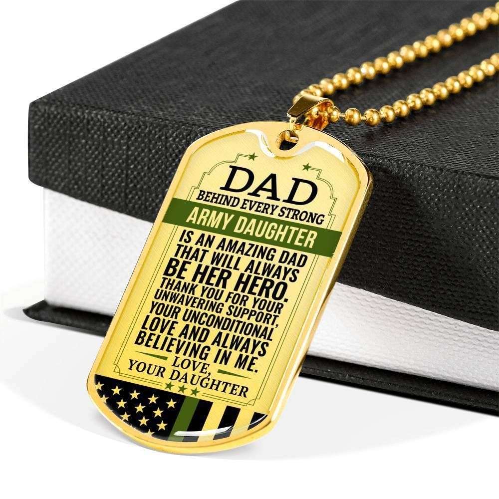 Dad Dog Tag Custom Picture Father’S Day, Army Daughter Gift For Dad Necklace Always Be Her Hero Father's Day Rakva