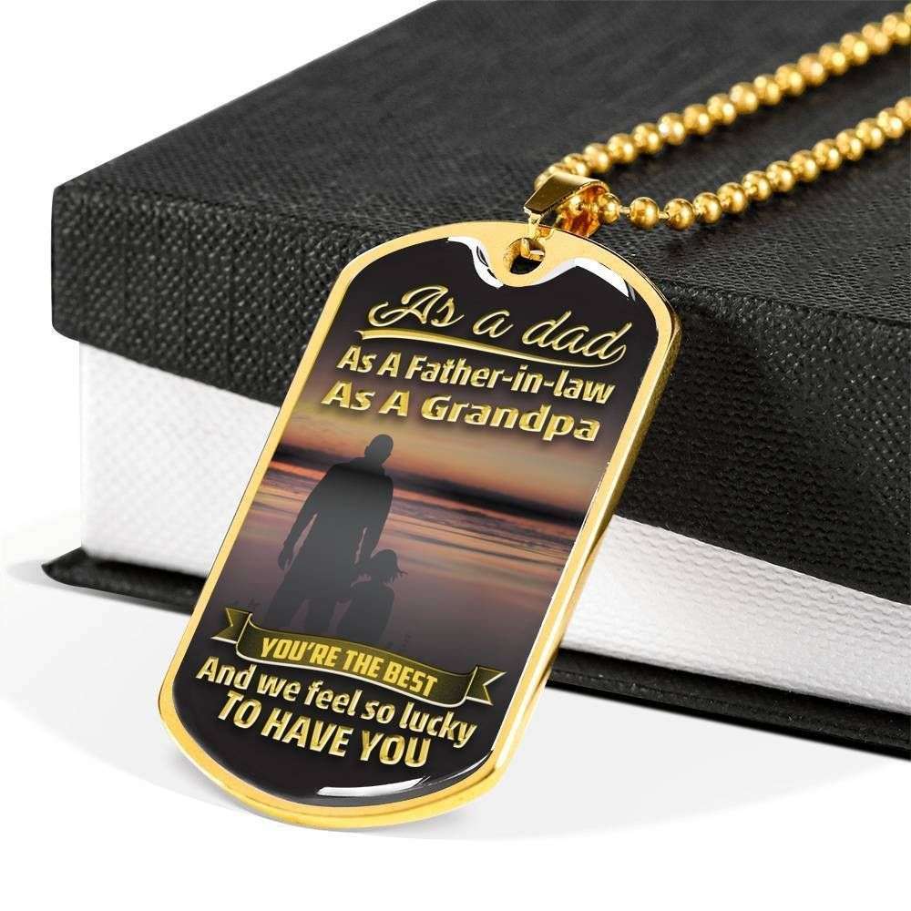 Dad Dog Tag Custom Picture Father’S Day, As A Dad As A Father In Law Dog Tag Necklace For Dad Father's Day Rakva
