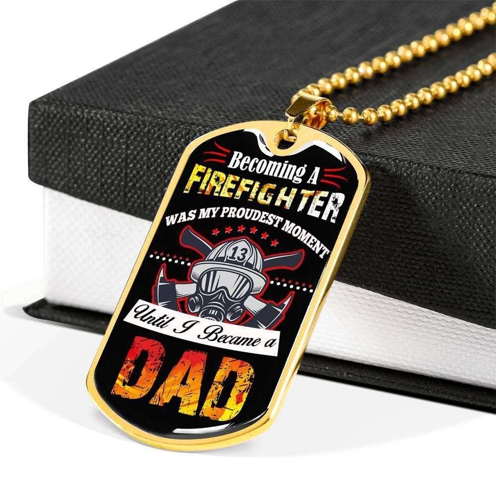 Dad Dog Tag Custom Picture Father’S Day, Becoming A Firefighter Dad Necklace Gift For Men Father's Day Rakva