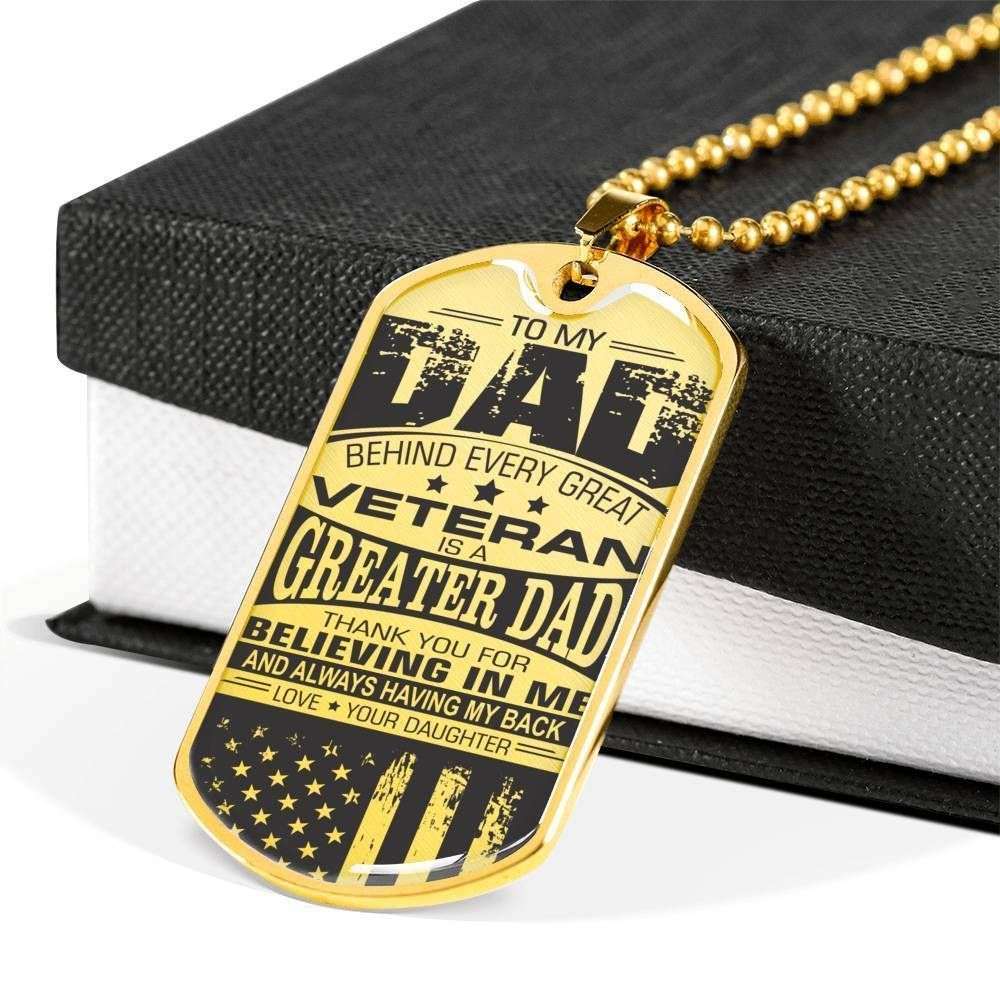 Dad Dog Tag Custom Picture Father’S Day, Behind Every Great Veteran Is A Greater Dad Necklace For Dad Father's Day Rakva