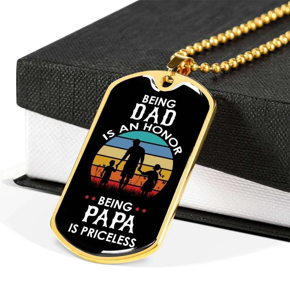 Dad Dog Tag Custom Picture Father’S Day, Being Dad Is An Honor Dog Tag Necklace For Men Father's Day Rakva