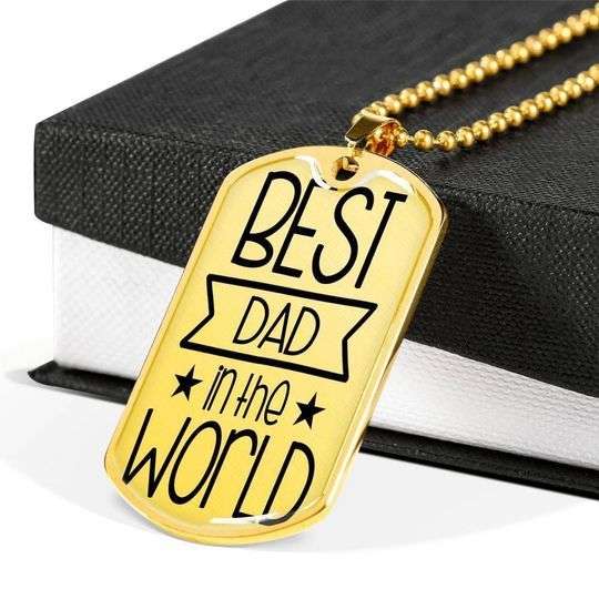 Dad Dog Tag Custom Picture Father’S Day, Best Dad In The World Dog Tag Necklace Gift For Dad Father's Day Rakva