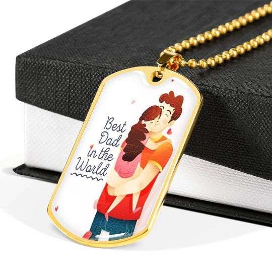 Dad Dog Tag Custom Picture Father’S Day, Best Dad In The World Dog Tag Necklace Gift For Daddy Father's Day Rakva