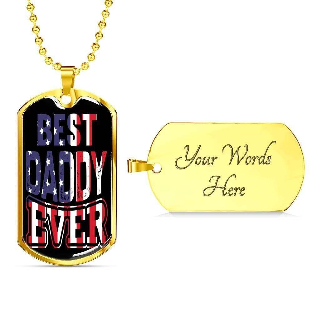 Dad Dog Tag Custom Picture Father’S Day, Best Daddy Ever With Us Flag Dog Tag Necklace Father's Day Rakva