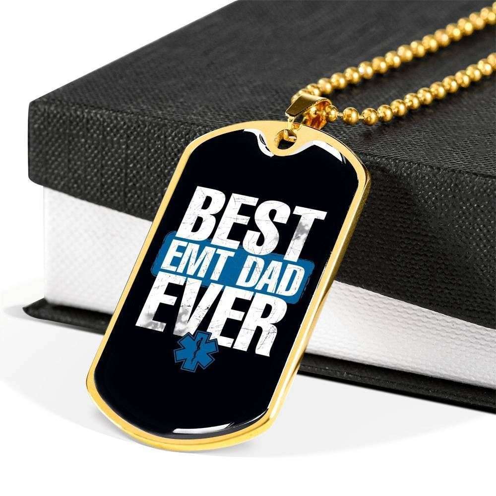 Dad Dog Tag Custom Picture Father’S Day, Best Emt Dad Ever Dog Tag Necklace For Dad Father's Day Rakva