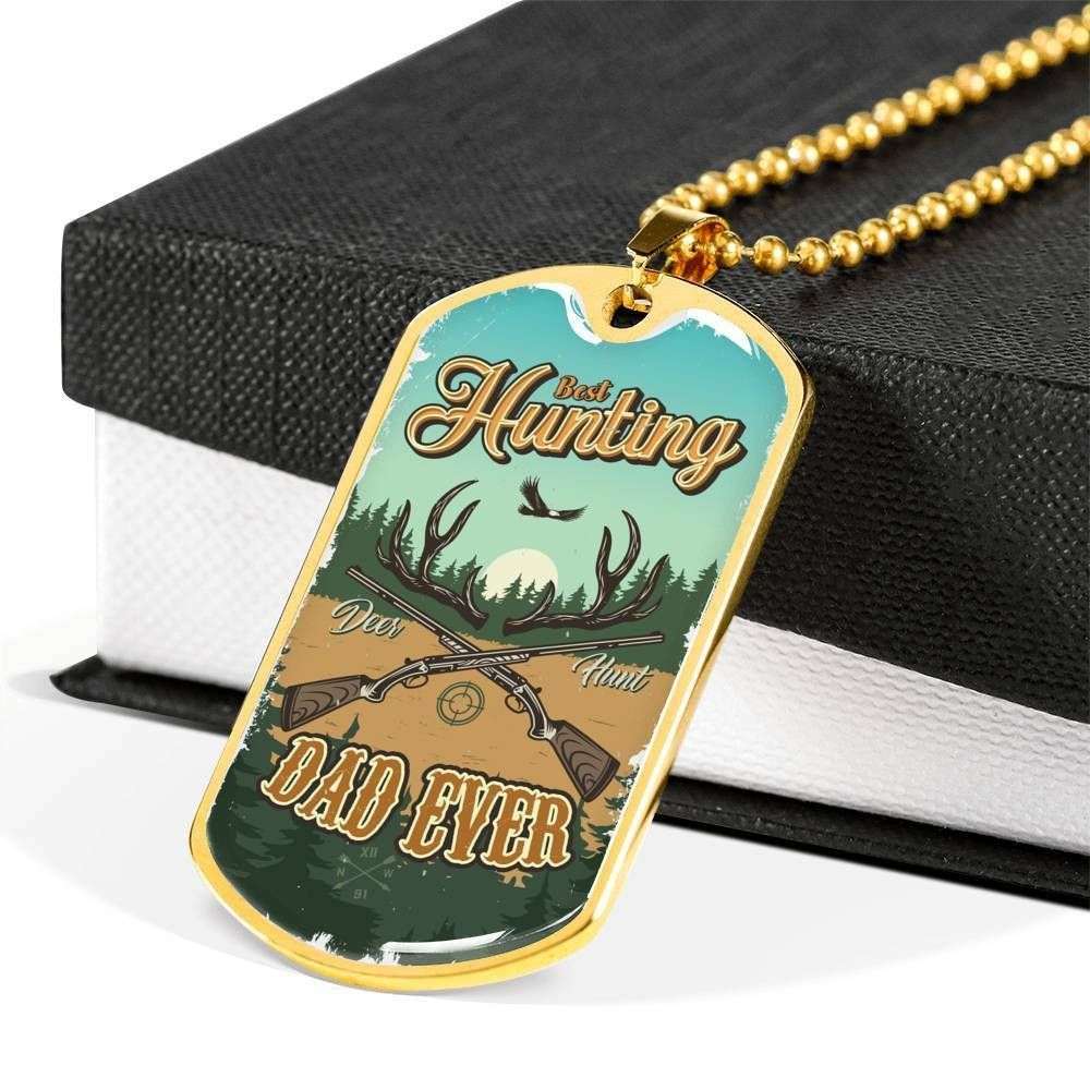 Dad Dog Tag Custom Picture Father’S Day, Best Hunting Dad Necklace For Dad Father's Day Rakva