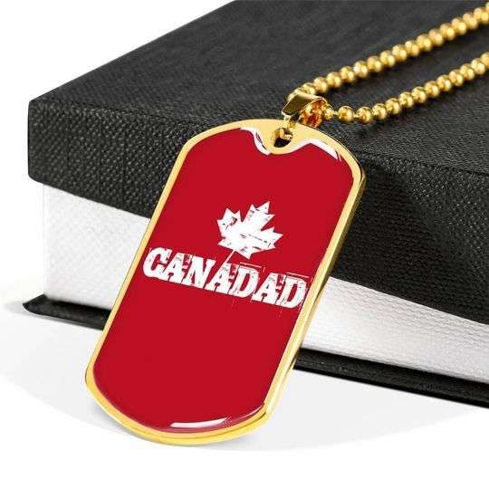 Dad Dog Tag Custom Picture Father’S Day, Canadad Red Dog Tag Necklace For Dad Who Lives In Canada Father's Day Rakva