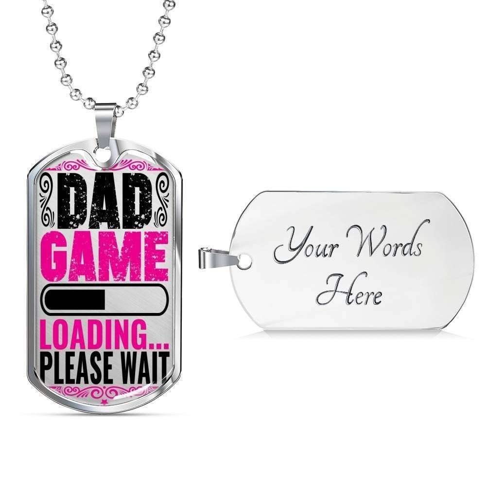 Dad Dog Tag Custom Picture Father’S Day, Dad Game Loading Please Wait Dog Tag Necklace For Dad Father's Day Rakva