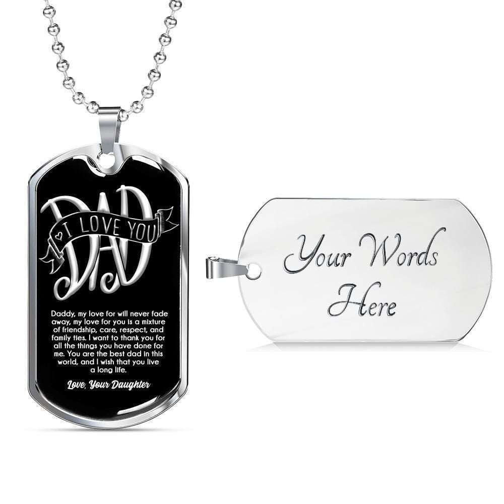 Dad Dog Tag Custom Picture Father’S Day, Dad I Love You Engraved Stainless Dog Tag Necklace Gift For Dad Father's Day Rakva