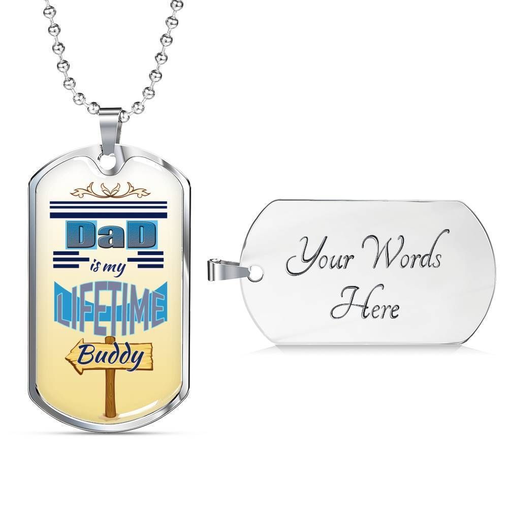 Dad Dog Tag Custom Picture Father’S Day, Dad Is My Lifetime Buddy Dog Tag Necklace Gift For Dad Father's Day Rakva