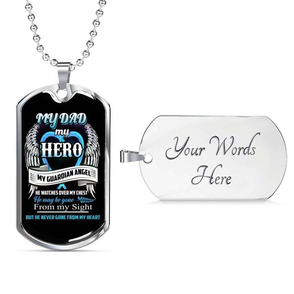 Dad Dog Tag Custom Picture Father’S Day, Dad Never Gone From My Heart Dog Tag Necklace For Angel Dad Father's Day Rakva
