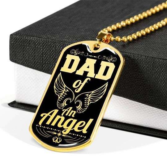 Dad Dog Tag Custom Picture Father’S Day, Dad Of An Angel Dog Tag Necklace Gift For Dad Father's Day Rakva