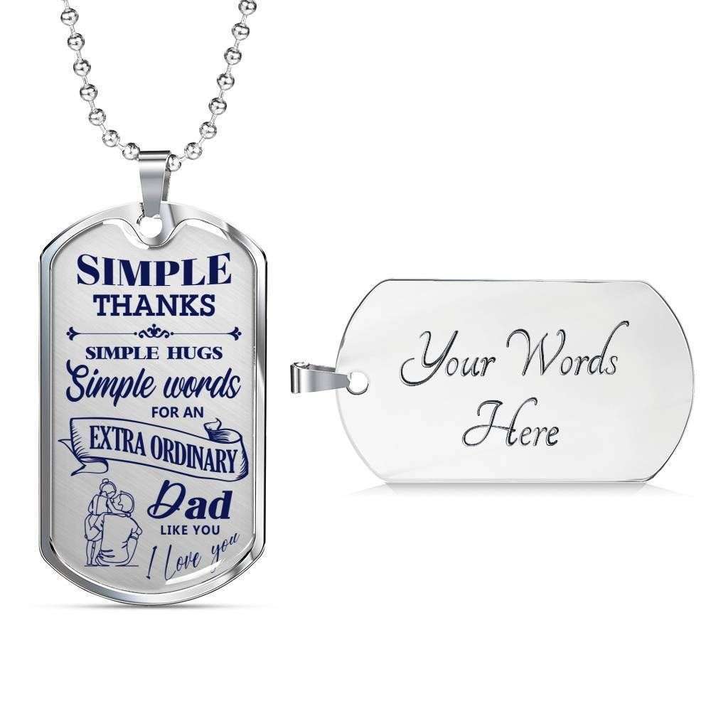 Dad Dog Tag Custom Picture Father’S Day, Dad Simple Thanks Simple Hugs “ Dog Tag Necklace Father's Day Rakva
