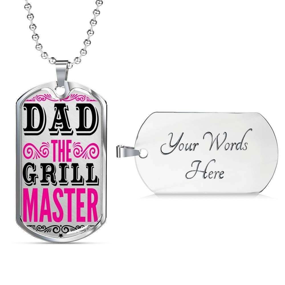Dad Dog Tag Custom Picture Father’S Day, Dad The Grill Master Of Son’S Life Dog Tag Necklace For Dad Father's Day Rakva