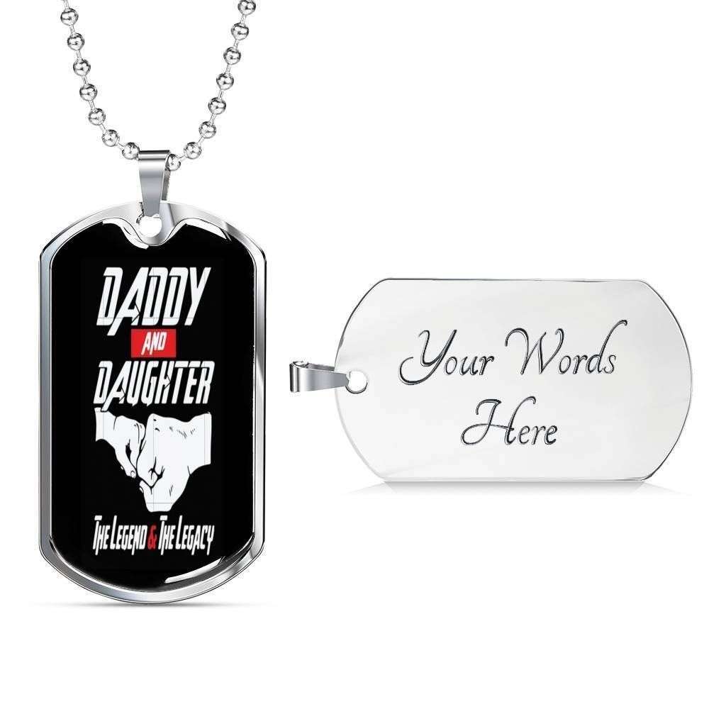 Dad Dog Tag Custom Picture Father’S Day, Daddy And Daughter The Legend And The Legacy Dog Tag Necklace For Daughter Father's Day Rakva