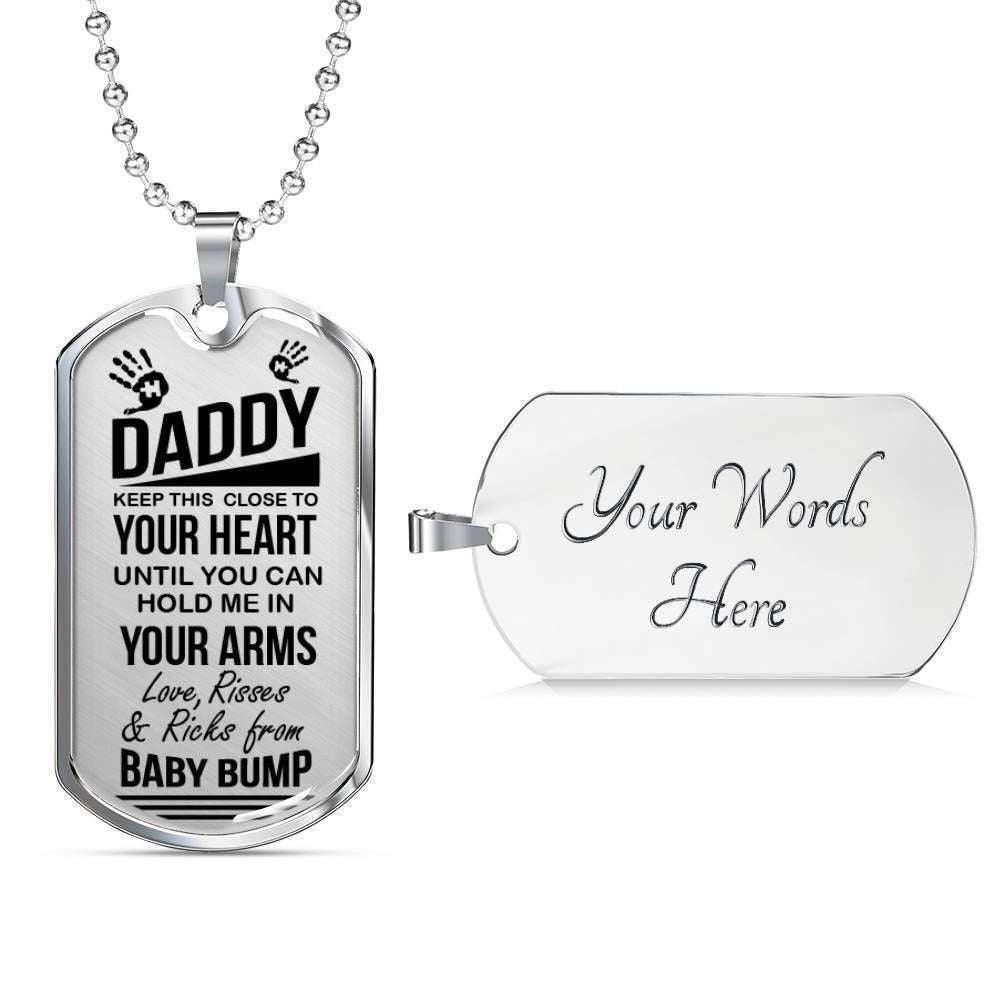 Dad Dog Tag Custom Picture Father’S Day, Daddy Keep This Close Until You Can Hold Me In Your Arms Dog Tag Necklace Father's Day Rakva
