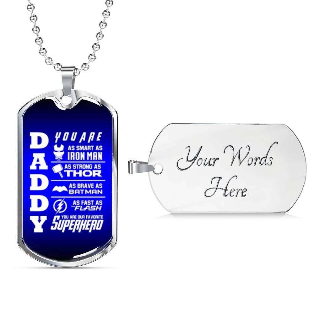 Dad Dog Tag Custom Picture Father’S Day, Daddy You’Re As Smart As Iron Man Giving Dad Dog Tag Necklace Father's Day Rakva