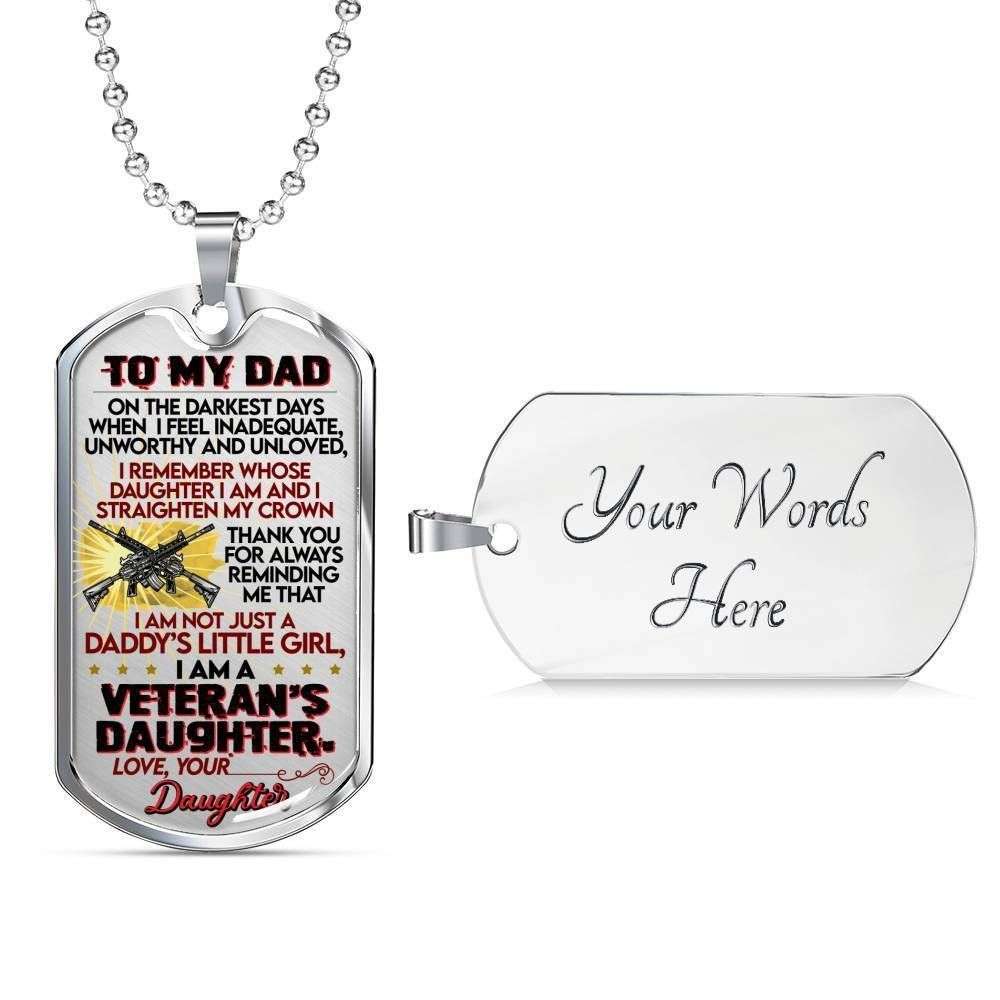 Dad Dog Tag Custom Picture Father’S Day, Daughter Giving Dad I A A Veteran’S Daughter Dog Tag Necklace Father's Day Rakva