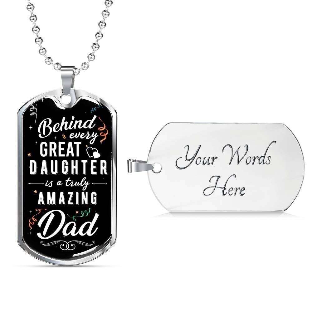 Dad Dog Tag Custom Picture Father’S Day, Daughter To Dad Happy Birthday Dog Tag Necklace Father's Day Rakva