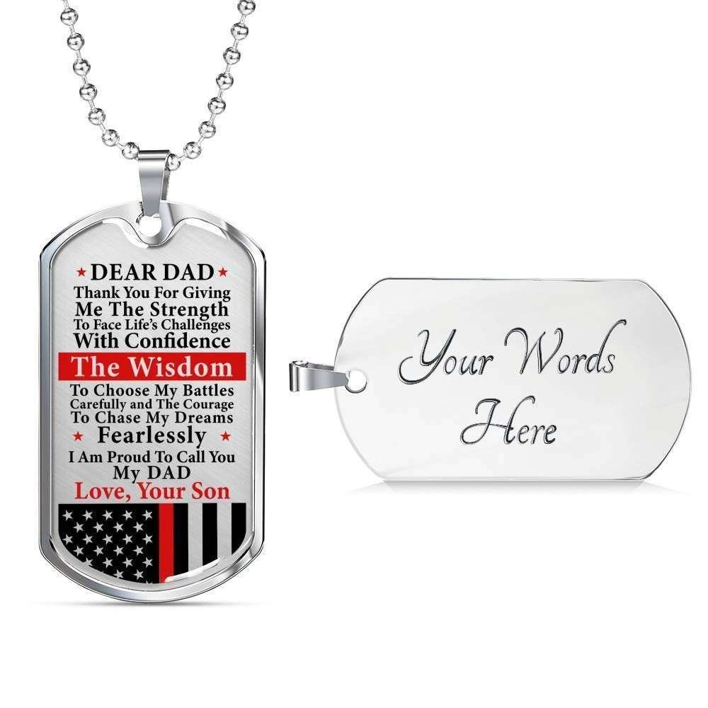 Dad Dog Tag Custom Picture, Father’S Day Dog Tag Firefighter Dad Proud To Call You Dad Dog Tag Necklace Son Gift For Dad Father's Day Rakva