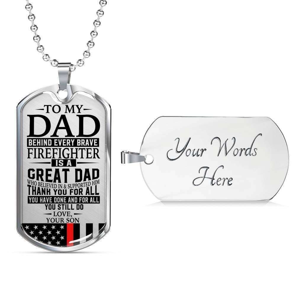 Dad Dog Tag Custom Picture, Father’S Day Dog Tag Firefighter’S Dad “ Thank You For All You Do “ Love Son Dog Tag Custom Picture Necklace Father's Day Rakva